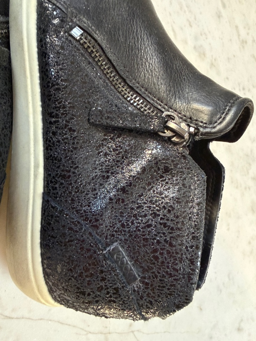 Ecco Black Leather Women's Chukka Boots with Side Zip - Picture 5 of 8